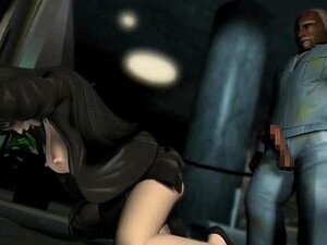 Jolie fille animée prenant une vieille bite noire