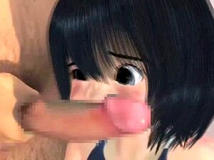 Une mignonne animée reçoit une giclée de sperme. Une mignonne