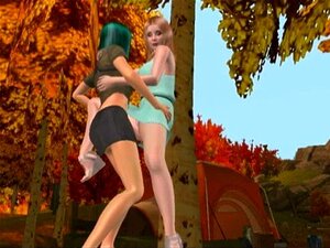 Deux filles se font baiser à sec en plein air et se frottent