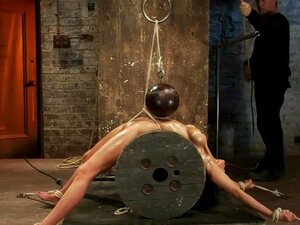 Sexy brune expérimente le téton ***, la corde d'entrejambe brutale