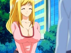 Hentai, belle blonde, baise son ami chanceux. Hentai, belle fille