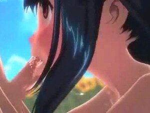 Une mignonne animée aux gros seins suce une bite