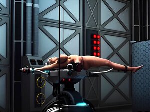 Une fille sexy aux gros seins se fait baiser par un cyborg sexuel