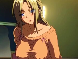 Une bonne à gros seins hentai aide un mec en chaleur à se masturber.