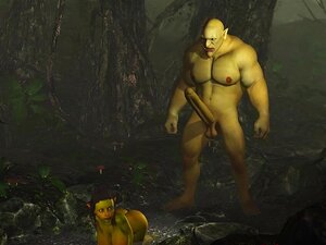 Un ogre monstre extraordinaire frappe un gobelin femelle Hawt dur à