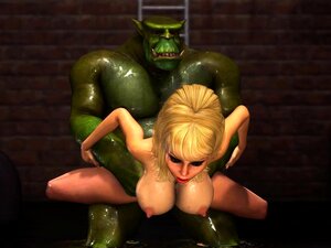 Un gros monstre joue avec une fille sexy et chaude dans le métro